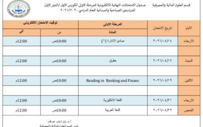 إلى طلبة قسم العلوم المالية والمصرفية/ المرحلة الأولى...
