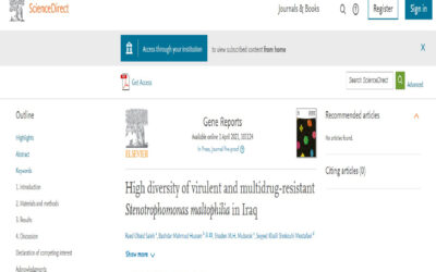 نشر بحث في المجلة العالمية Gene Reports (Elsevier)