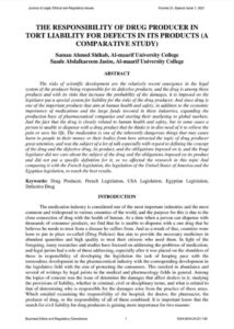 A paper has been published in the Journal of Legal Ethical and Regulatory Issues Classified within Scopus rank (Q2)